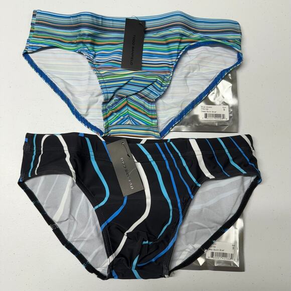 Todd Sanfield Swim Brief LOT OF 2 Men's Small Black Rainbow Colorful NEW #3 - Picture 1 of 2